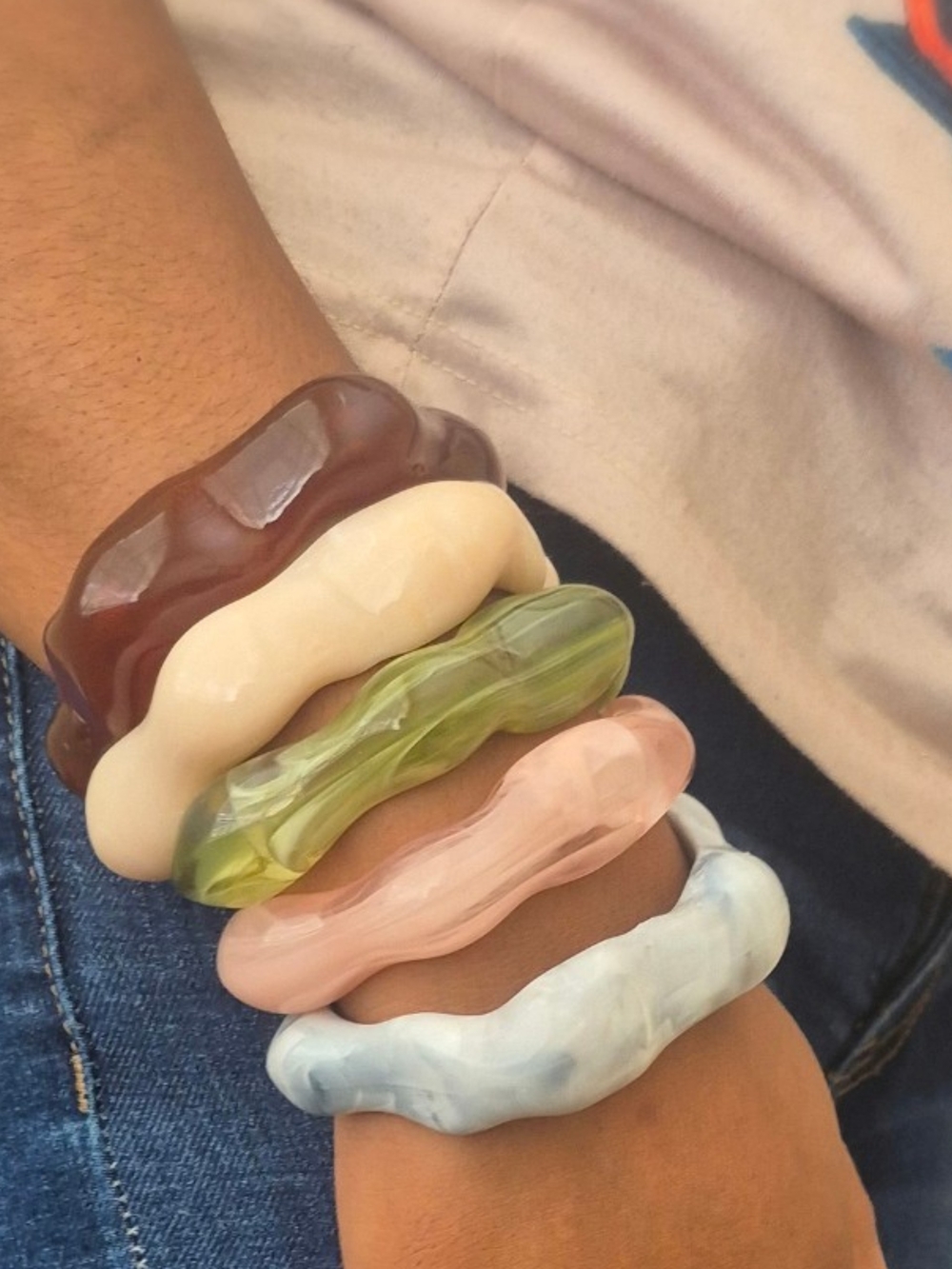 Chunky Resin Cuff Bracelet – Pastel Statement Jewelry